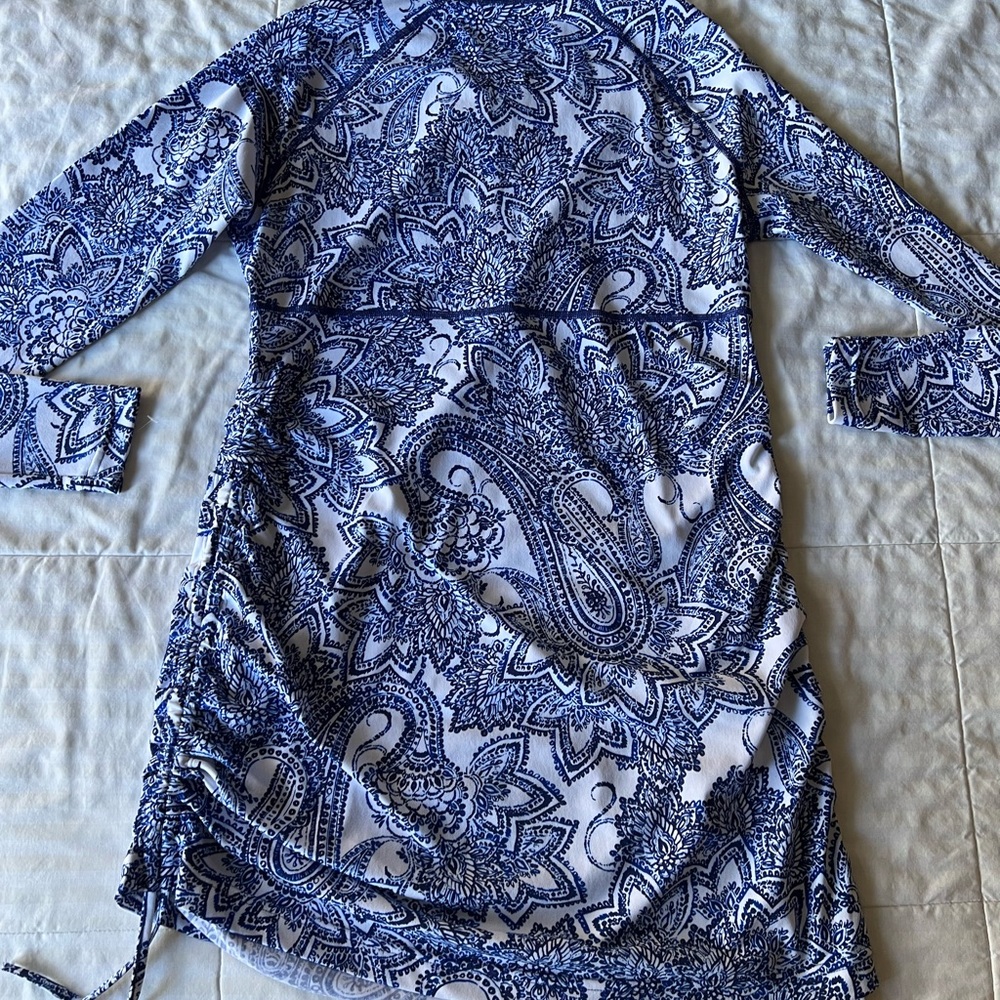 Coolibar sun protection dress xs new blue gathered hem new